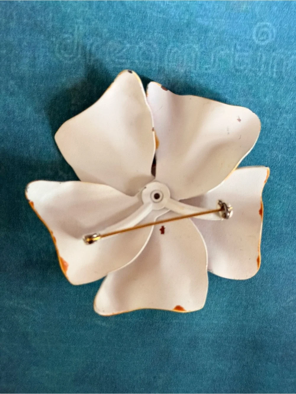 Handcrafted Yellow Striped Enamel Brooch.